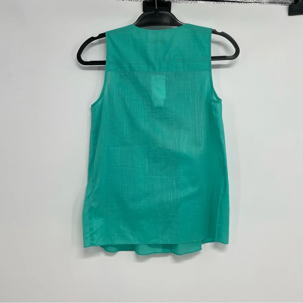 NEW NWT J. Crew Smocked Top sz 00 mint sleeveless #43087 summer button-front $88 - Picture 2 of 8